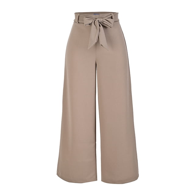 Pantalón George para Mujer, Recto con Ligera Amplitud Presillas y Cinturón Gris Talla G