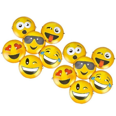 Set of 12 Expressive Smiley Face Emoji Emoticon Plastic Masks (Size 8.75