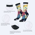 thumbnail image 3 of Four Seasons Universal Socks (2 Pairs) - Vibrant Abstract Design with Blue Wolf Geometric Shapes & Stylized Plants - Unisex Trendy Mixed Color Socks, 3 of 5