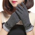 thumbnail image 4 of Guantes de terciopelo con lazo para mujer, cálidos, con pantalla táctil, ajustados, para otoño e invierno, estilo coreano, 4 of 5