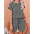 thumbnail image 4 of Mono De Cintura Con Cordón, Mono De Manga Corta Casual, Ropa De Mujer, 4 of 4