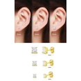 thumbnail image 4 of 925 Sterling Silver 3mm - 10mm Princess Cut Square Yellow Gold Plated Unisex Classic Clear Cubic Zirconia CZ Stud Earrings, Giorgio Bergamo 3,4,5mm, 4 of 6