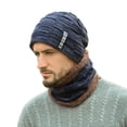 thumbnail image 2 of YAOBAMM Windproof Warm Hat Men Winter Hat Scarf Set Knitted Solid Color Plush Warm Windproof Neck Ear Protection Outdoor, 2 of 7