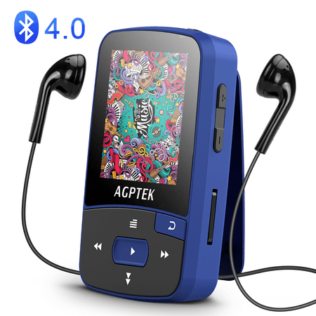 Mp3 8gb With Fm Radio AGPTEK A50 8GB Bluetooth Clip Sport MP3 Player(up to 64GB),Lossless Sound Music Player with FM Radio Recording ()