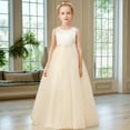 thumbnail image 4 of Flower Girls Dresses for Wedding Satin Tulle Princess Pageant Dress Kids Pearls Prom Ball Gowns with Bow-KnotRust（8 -9Years）, 4 of 8