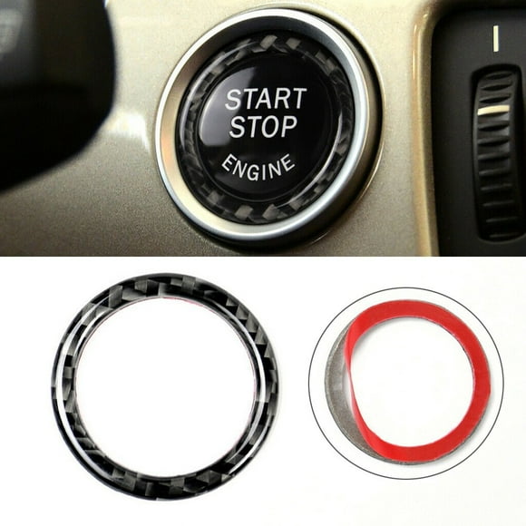 Lefu Black Carbon Fiber Engine Start Stop Button Ring Trim for BMW E90 E92 E93