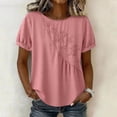 thumbnail image 2 of Lmueinov 2026 Summer Women's Floral Embroidery Cotton Linen Tops, Short Sleeve Crew Neck Casual Loose Blouses M-4XL, 2 of 6