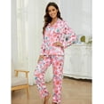 thumbnail image 4 of LYCY Womens Pajama Sets Floral Print, Long Sleeve Button Down Pajamas Set for Women Soft Sleepwear Pjs 2 piece Loungewear, (Pink Floral, Large), 4 of 6