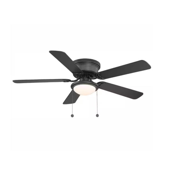 Hugger 52'' Black Contemporary Led Flush Mount Indoor Low Profile Ceiling Fan