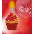 thumbnail image 3 of 40th Birthday Duvet Cover Set, Delicious Cupcake with Candlestick Dots and Stars Romantic Design, Decorative 3 Piece Bedding Set with 2 Pillow Shams, Calking Size, Red Orange Blue, by Ambesonne, 3 of 3