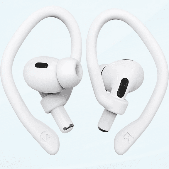 [2 Pairs] Ear Hooks for AirPods Pro 2 & 1, AirPods 3 & 2 & 1, Airpod Ear Hook, Anti-Slip Comfortable Fit, Ergonomic Design, AirPods Accessories (Medium, White)