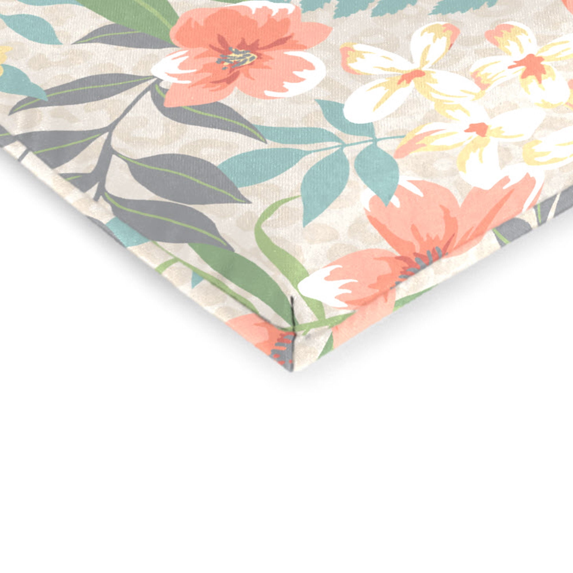 Jordan Manufacturing 44" x 21" Menda Tearose Multicolor Floral Rectangular Outdoor Chair Cushion with Ties