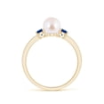 thumbnail image 2 of Angara Japanese Akoya Cultured Pearl & Blue Sapphire Engagement Ring in 14K Yellow Gold for Women | June Birthstone Jewelry for Her, 2 of 8