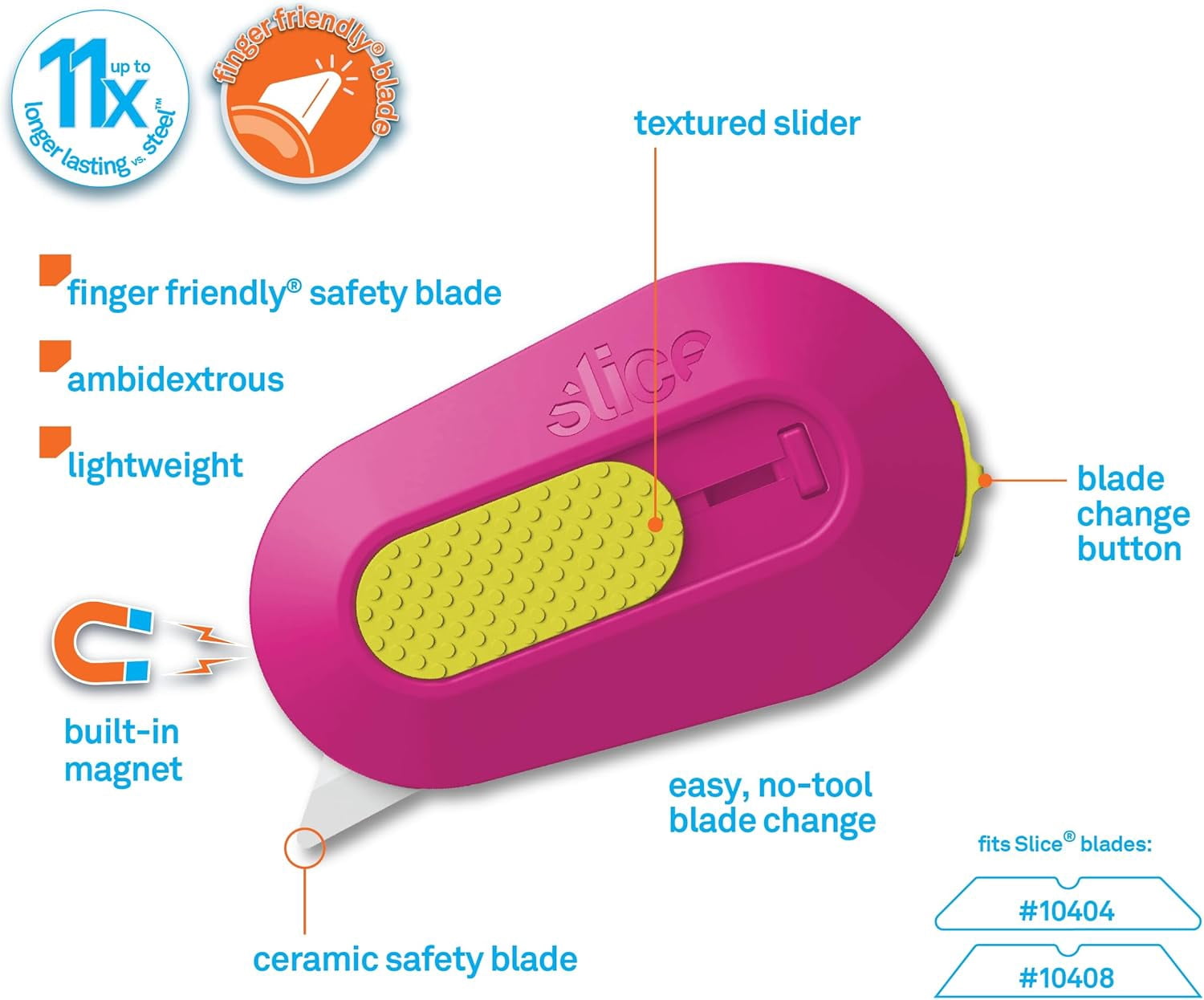 Mini Box Cutter | Manual Retracting | Safe Ceramic Box Cutter Lasting 11x Longer than | Box Opener | 1 Pack | Fuchsia