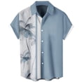 thumbnail image 2 of XIAONU Men Tree Stripe Print Shirt Short Sleeve Button Vacation Tops, 2 of 3