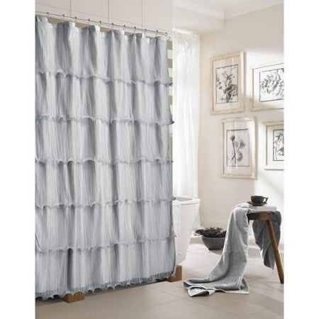 Dainty Home Lily Ruffled Solid Pattern Polyester Shower Curtain Dainty Home Lily Ruffled Solid Pattern Polyester Shower Curtain Com