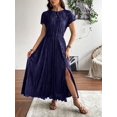 thumbnail image 3 of NAYTOAO Women's Pleated Lined Maxi Dress Flutter Sleeve Front Slit Cocktail Wedding Guest Dress, 3 of 7