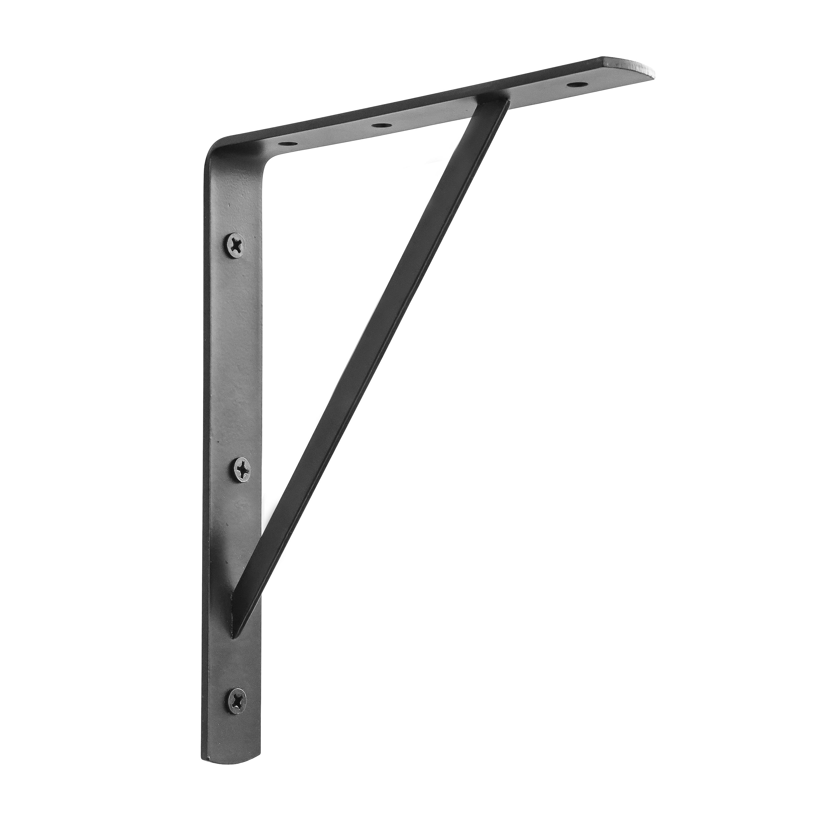 (2 pack) Medium Duty 10 inch Shelf Bracket, Black, Steel, 145 lb. Capacity, Closet Organizer, GreatNeck Tools