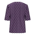 thumbnail image 6 of Olyvenn Womens Summer Tops Trendy 3/4 Sleeve Shirts Casual Crew Neck Ruffle Sleeve T Shirts Boho Beach Vacation Blouses Purple S, 6 of 6