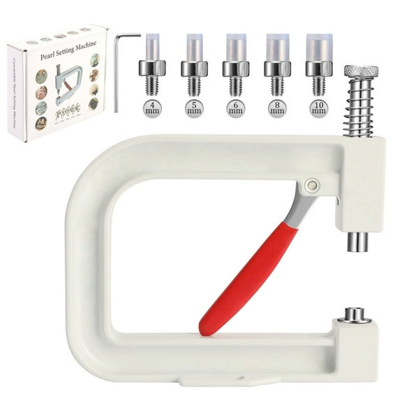 Handheld Manual Bead & Rivet Setter – Rhinestone Pearl Press Tool for Jewelry, Clothes & Crafts(White)Z
