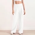 thumbnail image 2 of Workout Casual Pants for Women Stretchy Work Pants High Waisted Pleated Wide Leg Yoga Dress Pants Casual Loose Pull On Comfy Pant Pants L, 2 of 6