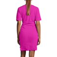 thumbnail image 3 of WTOBBY Women's Asymmetrical Hem Bow Belt Short Sleeve Round Neck Casual Elegant Party Dress,Hot Pink S, 3 of 3