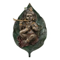 Lord Krishna as Baby Laying On Peepal Banyan Leaf Hindu Figurine 6"H Statue
