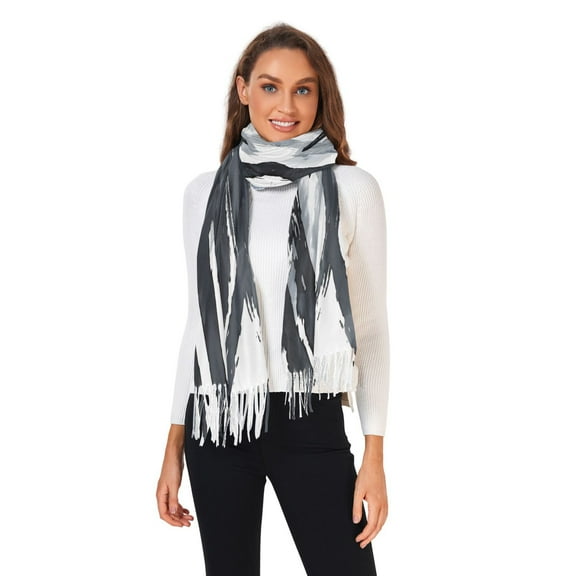 Winter Scarves for Women Abstract Black Chevron Fashion Pashmina Shawl Wraps Long Blanket Scarf for Fall Spring