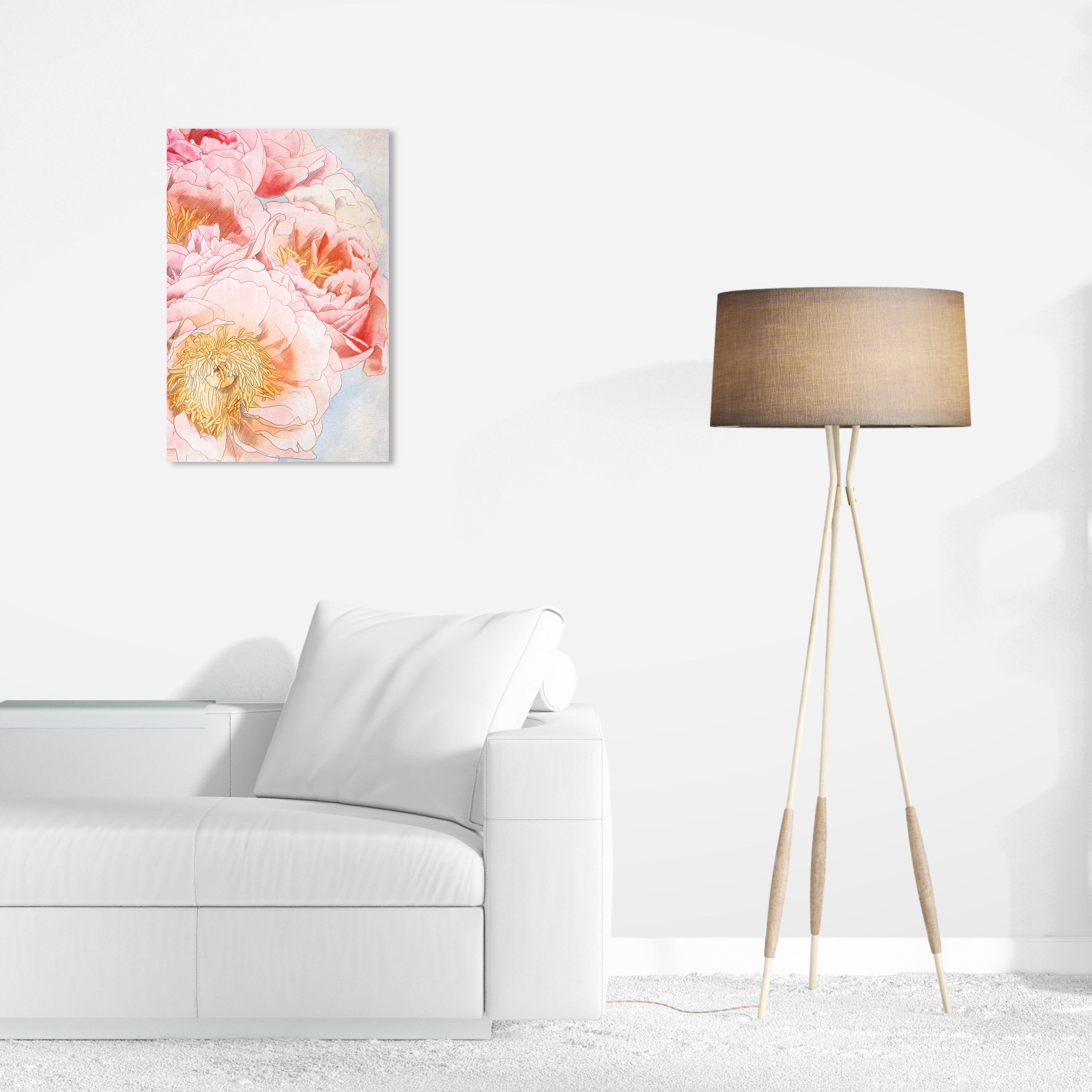 Wynwood Studio Canvas Peonie Flourish Floral and Botanical Florals Wall Art Canvas Print Pink Light Pink 16x24