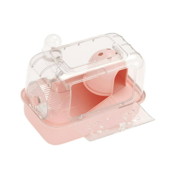 balikha Hamster Cage Exercise Playing Portable Ventilation Breathable Small Animal Cage with Carrying Handle for Rats Gerbils pink