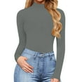 thumbnail image 4 of TAIAOJING Womens Bodycon Stretch Bodysuit Women Fashion Turtle Neck Long Sleeve Solid Plush Tops Bodysuit Jumpsuit Yoga Rompers, 4 of 6