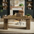 thumbnail image 4 of Tribesigns 63" Farmhouse Executive Desk, Double Pedestal Large Office Desk with Rustic Charm, 4 of 6