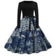 thumbnail image 5 of Vestido vintage con vuelo para mujer, vestido navideño sin mangas con encaje estilo retro para ama de casa, vestido de fiesta de noche, vestido de graduación a rayas de manga corta, 5 of 5