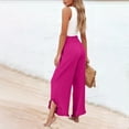 thumbnail image 6 of Lumtrix Women High Smocked Waisted Wide Leg Cropped Palazzo Pants with Pockets Cute Ruffle Boho Flowy Beach Pant with Pockets Hot Pink S, 6 of 7