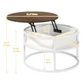 thumbnail image 5 of Round Lift Top Coffee Table, Center Tables with Storage for Living Room/Home Office, White and Brown, 5 of 5
