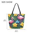 thumbnail image 5 of FORMRS Womens Canvas Tote Bag with Zipper Inner Pocket Shoulder Handbag, Flamingo Floral Pattern, 5 of 7