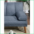 thumbnail image 2 of 71” Contemporary Navy Polyfiber Sofa | Adjustable Convertible Bed | Solid Wood Legs | Living Room Furniture, 2 of 12