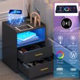 thumbnail image 4 of LVSOMT Black Nightstand with Wireless Charging Station and 24 Colors RGB Lights, Modern Night Stand with Drawer for Bedroom,  Smart Bedside Table for Living Room Office, 4 of 10