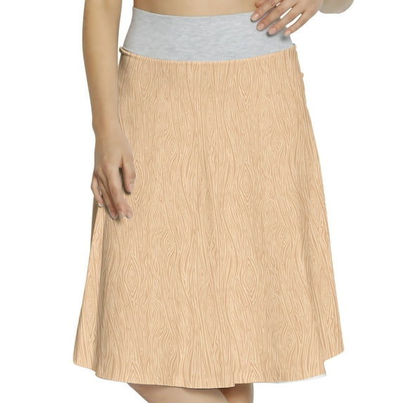 Women's Wood Print Carpentry Concept Oval A-line Printed Skirt Casual Wear, S, Tan and Beige, by Ambesonne