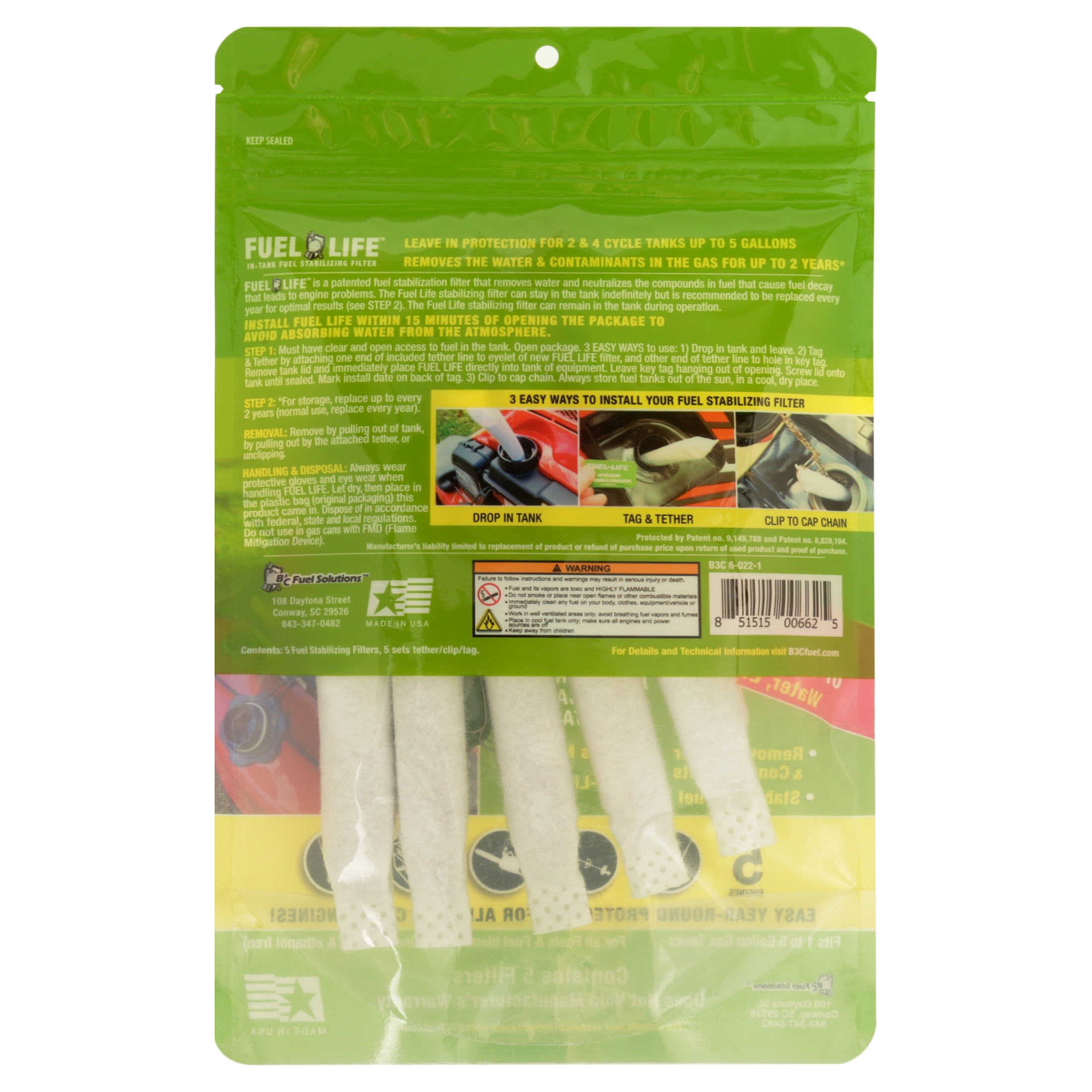 Fuel Life Non-Liquid Lawn Mower Fuel Stabilizer Filter (5 Pack), B3C