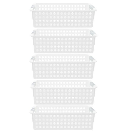 5pcs Plastic Hollow Storage Baskets Home Storage Baskets Storage Containers