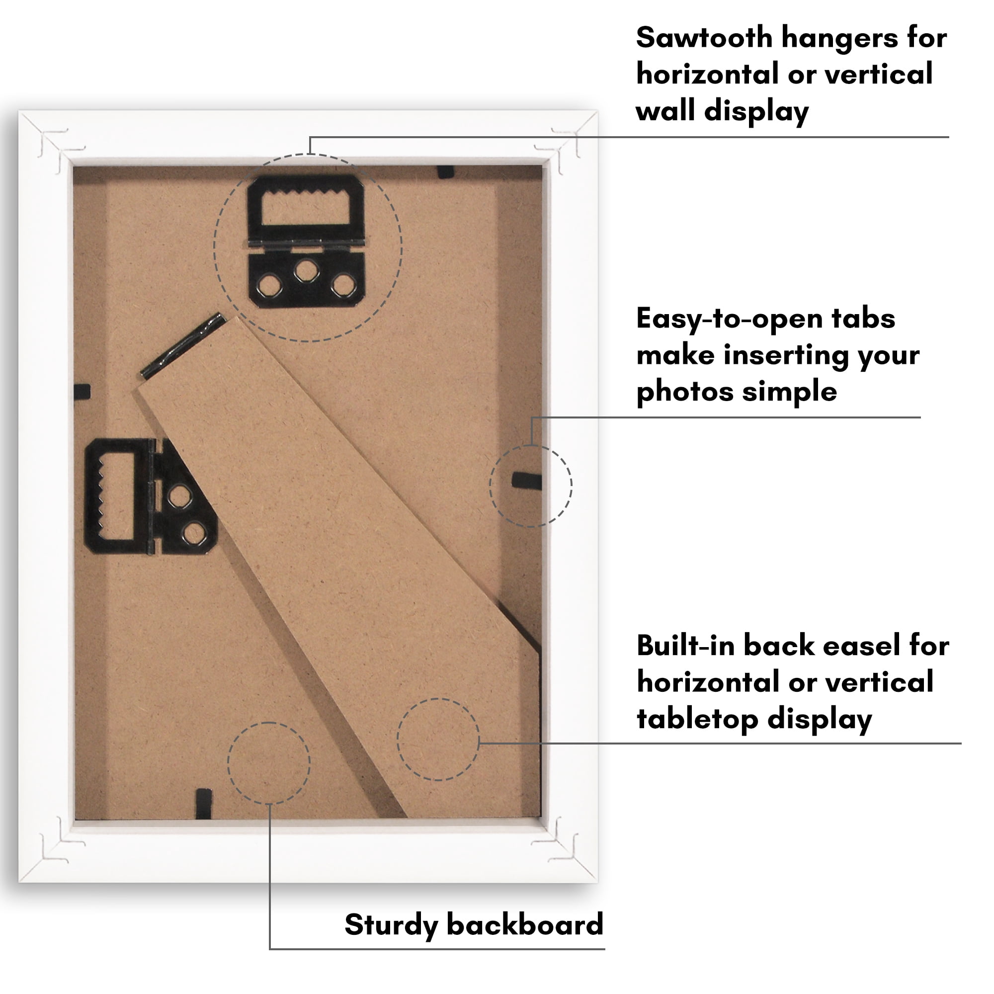 Americanflat 5" x 7" Gallery-Style Picture Frame with Mat to Secure Artwork, Prints, and Photos - White