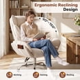 thumbnail image 6 of Hawsaiy Big and Tall Office Chair, Flip Armrests with Side Pockets, Comfy Criss Cross Office Chair with Extra-Wide Plush Seat, 150° Reclining Executive Office Chair, Chenille Upholstery, Beige, 6 of 13
