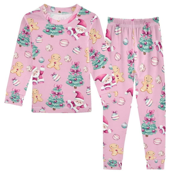 joogoo Gingerbread Cute Santa Claus 2 Piece Long Sleeve Tee and Pants Cotton Pajama Set 5Y