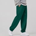 thumbnail image 3 of Dwellite Baggy Sweatpants for Men Wide Leg Joggers with Pockets Drawstring Elastic Waist Y2K Gym Workout Trousers Dark Green 3XL, 3 of 6
