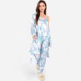 thumbnail image 2 of Lounge Women's Floral Print 3-Piece Pajama Set with Long Cardigan and Elastic Waist Pants - Large, Light Blue, 2 of 7