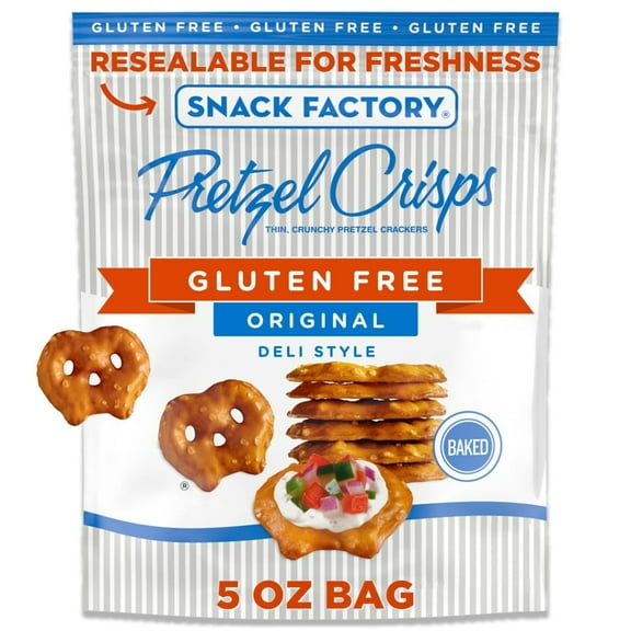 Pack of 2 Snack Factory Pretzel Crisps Gluten Free Original Flavor, 5 oz (packaging may vary)
