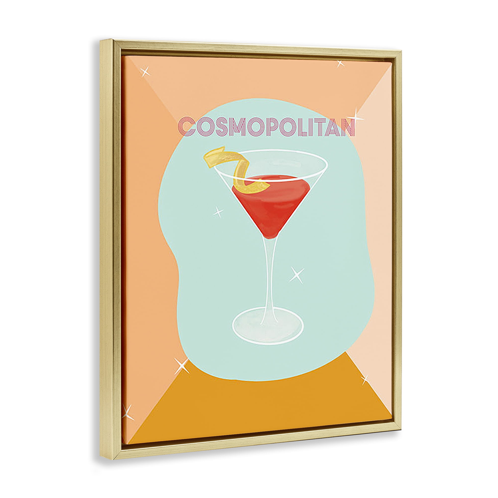 Stupell Industries Modern Cosmopolitan Drink Food & Beverage Painting Gold Floater Framed Canvas Art Print Wall Art, 17 x 21