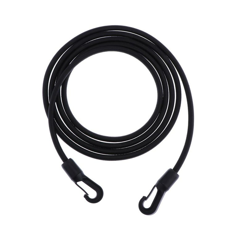 8mm Premium Rubber Cord Wit Carabiner Hook Heavy Duty Strap Pull Rope -  Black, 2.5m 