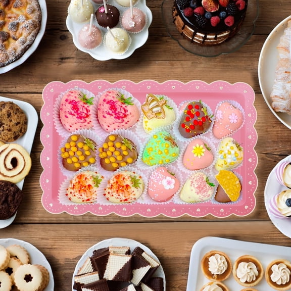 Plastic Serving Trays Food Tray - Rectangle Serving Platter for Party Cafeteria Kitchen Restaurant , Small Flat Trays for Dessert Fruit Cookie Snack